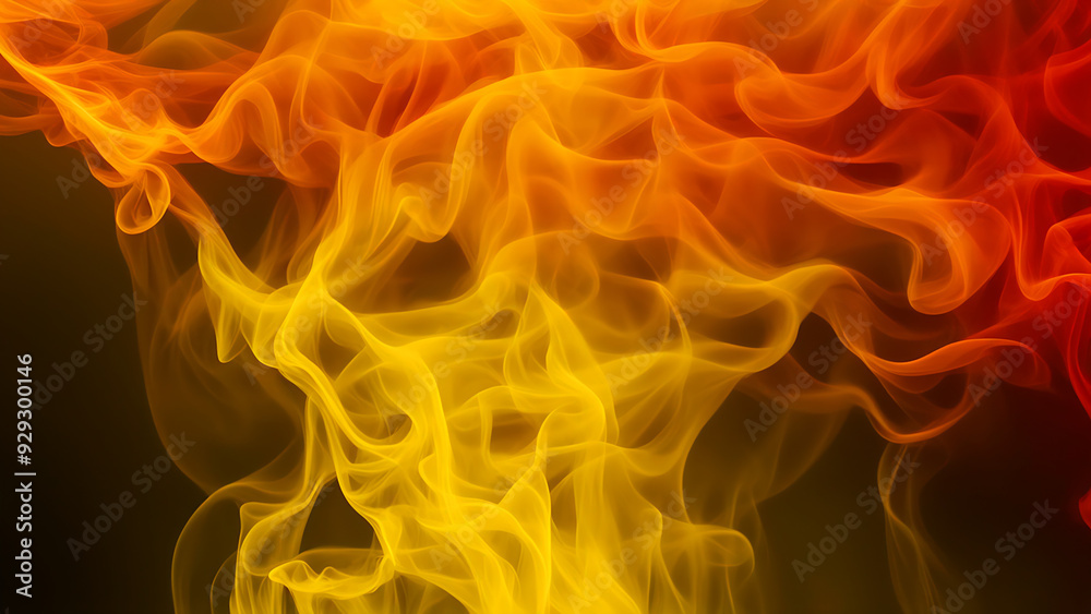 the yellow smoke cloud is a blend of orange and yellow, creating a striking contrast against the black background, abstract waves, generative AI the yellow smoke cloud is a blend of orange and yellow, creating a striking contrast against the black background, abstract waves, generative AI