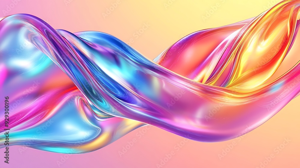 Fototapeta premium Abstract colorful flowing liquid swirl on pink and yellow gradient background.