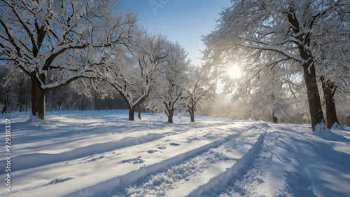 snow covered trees