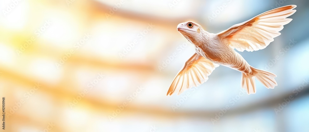A graceful bird in flight against a softly blurred background, symbolizing freedom and beauty in nature. A graceful bird in flight against a softly blurred background, symbolizing freedom and beauty in nature.