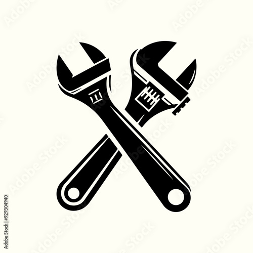 Adjustable Wrench Silhouette Vector Illustration Design