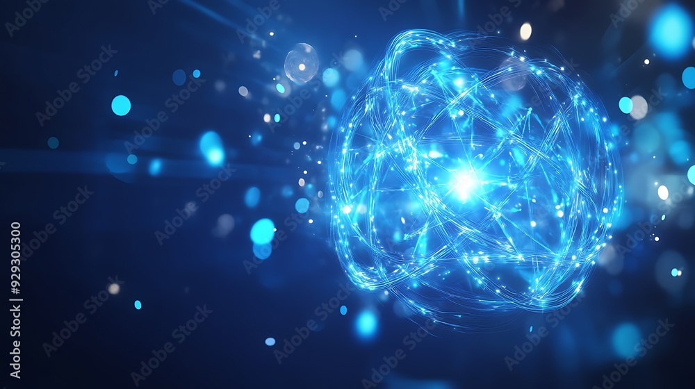 Abstract glowing blue sphere with bokeh lights. Abstract glowing blue sphere with bokeh lights.
