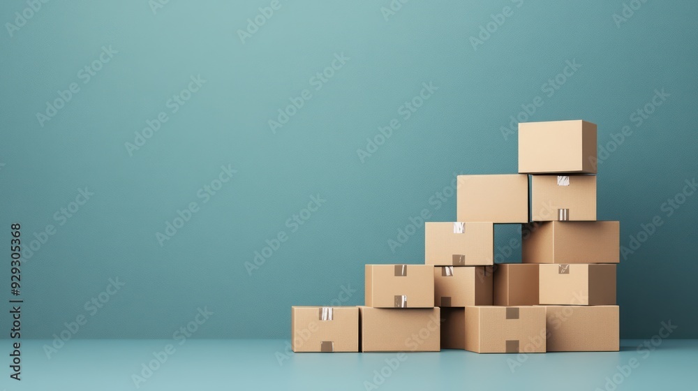 Stacked cardboard boxes in a modern minimalist setting. Stacked cardboard boxes in a modern minimalist setting.