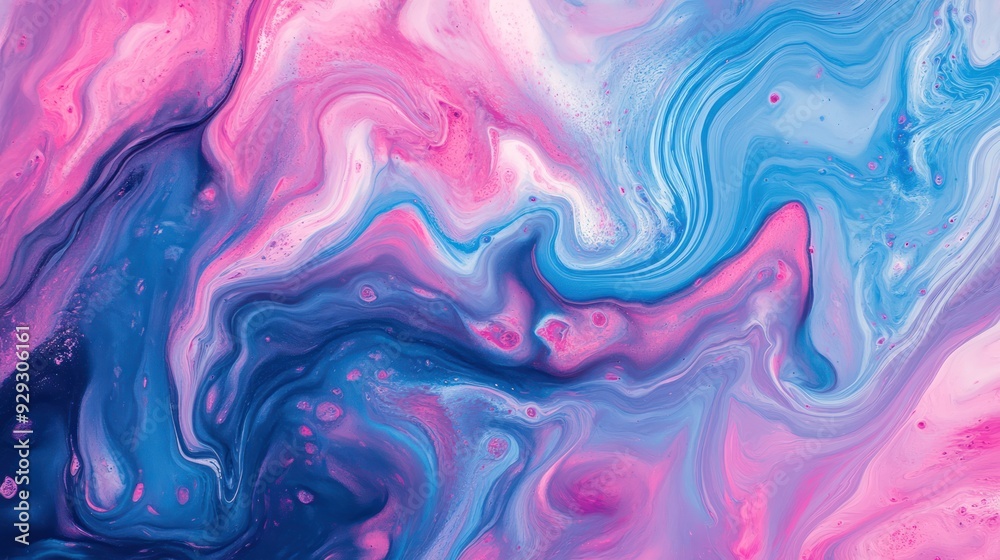 Abstract swirling pattern of pink and blue hues creating a dreamy, fluid effect.