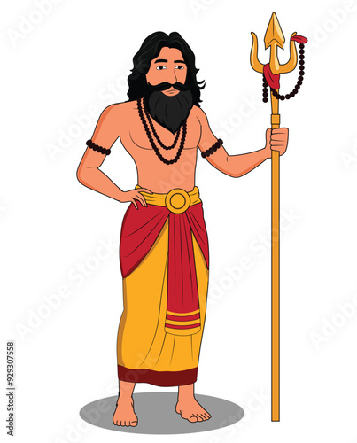 Indian religious guru cartoon character design