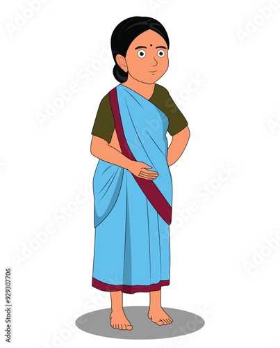 A Indian woman cartoon character design