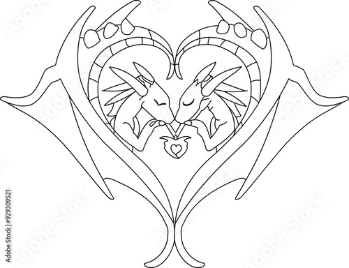 Dragon Heart Outline