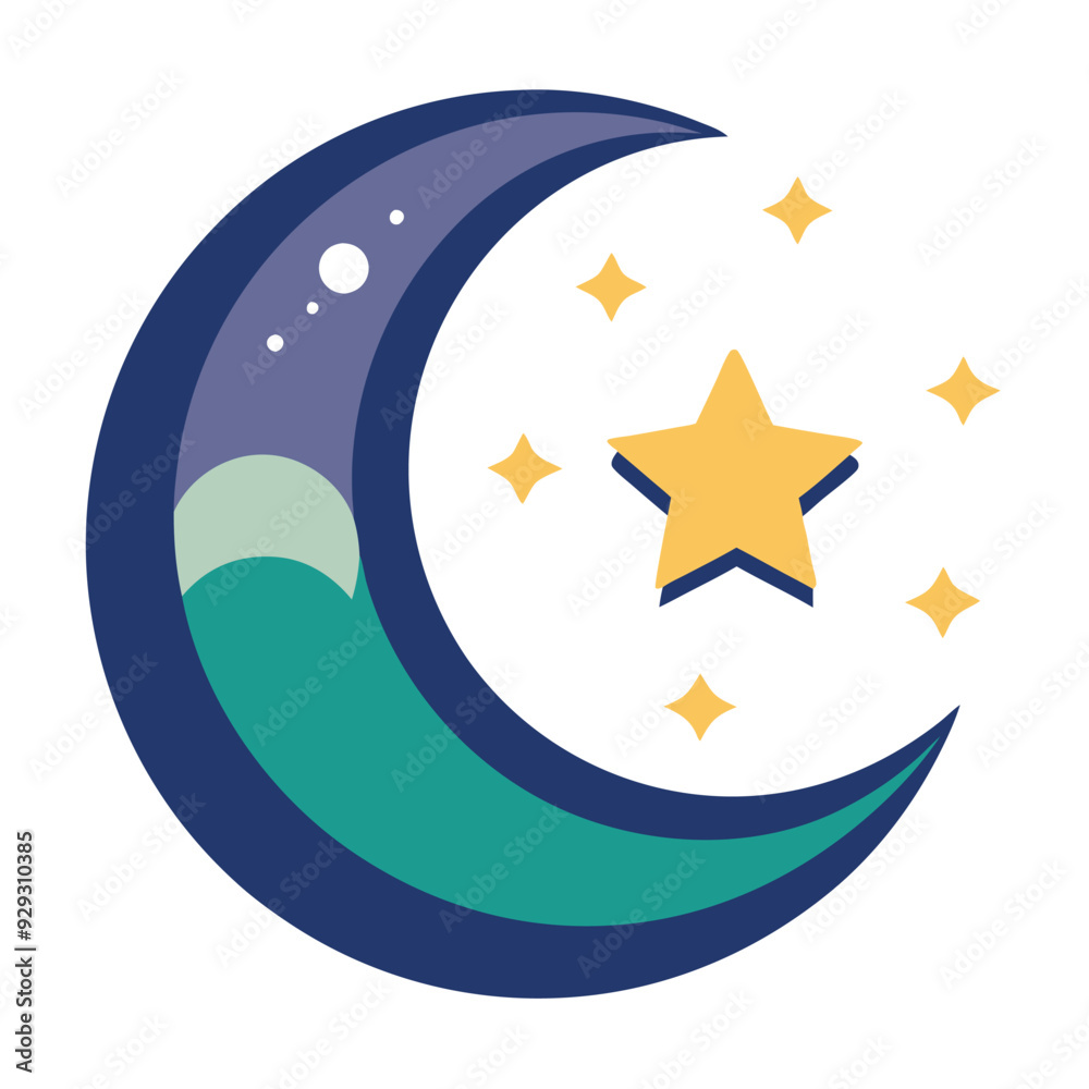 Moon and Stars Vector Illustration Moon and Stars Vector Illustration
