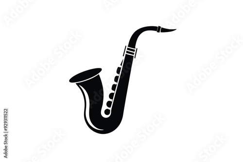 Black Saxophone Icon Vector Illustration Design
