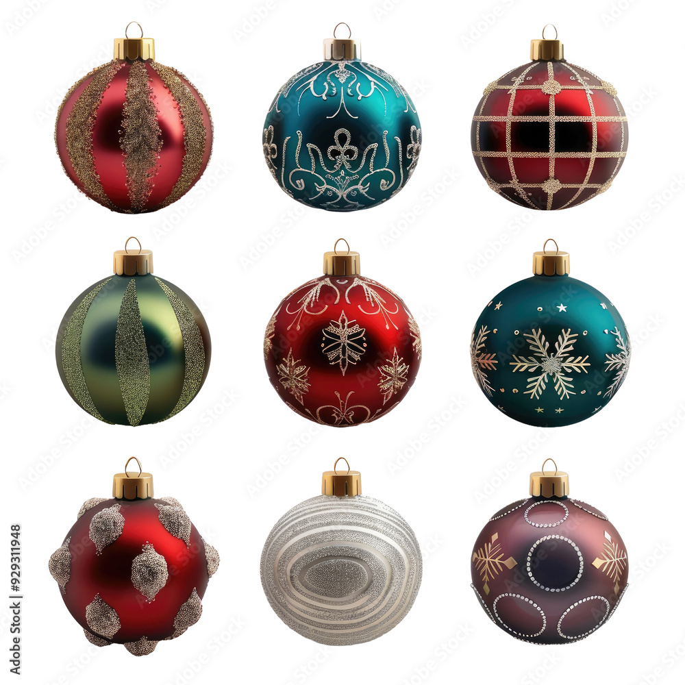 Christmas decorations with baubles isolated on white Christmas decorations with baubles isolated on white
