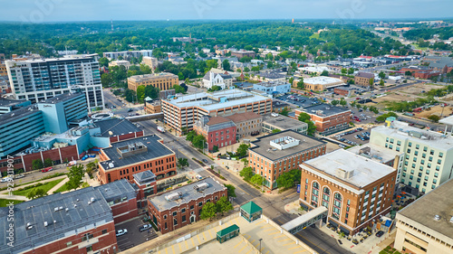 Aerial View of Modern and Historic Architecture in Kalamazoo