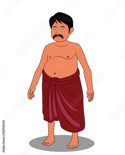 Indian village poor man cartoon character design