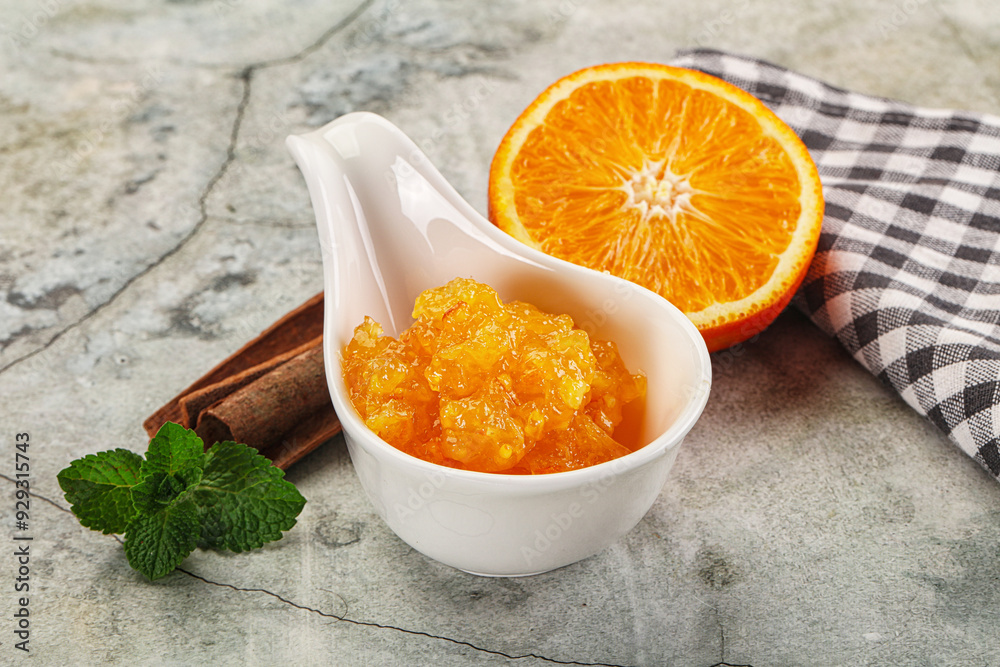 Tasty homemade Orange jam in the bowl Tasty homemade Orange jam in the bowl