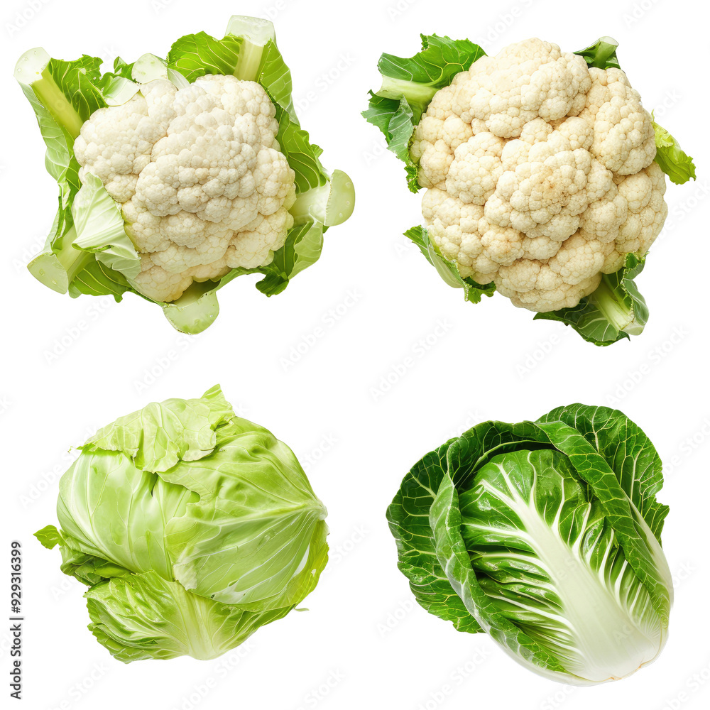 collection of organic natural full cauliflower isolated on white background collection of organic natural full cauliflower isolated on white background
