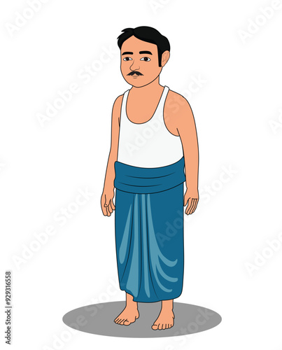 Indian village poor man cartoon character design