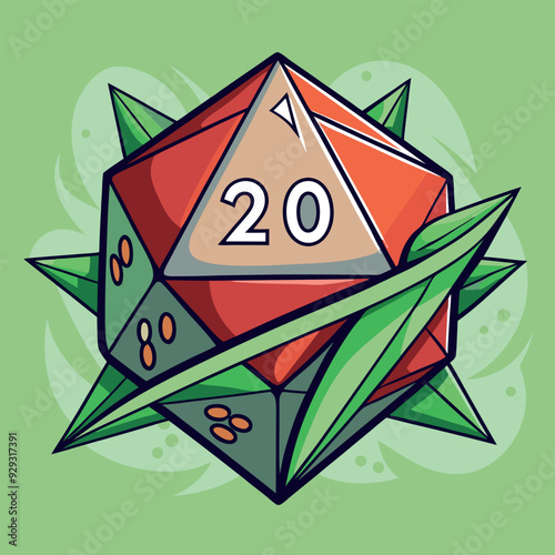 Natural 20 Critical Hit D20 Dice Roll Vector Illustration