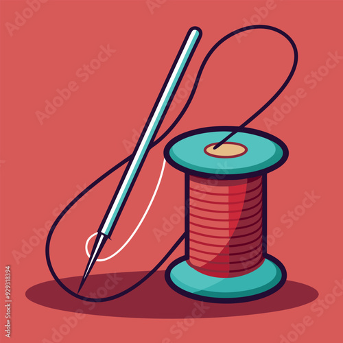 Needle and Thread Vector Illustration