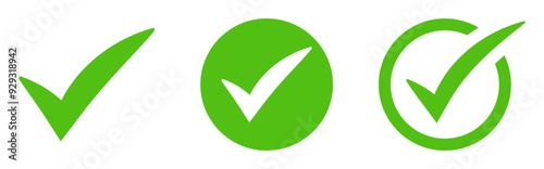 check mark icon set. check box icon with correct, accept checkmark icons green tick box, check list circle frame - checkbox symbol sign. checkbox frame