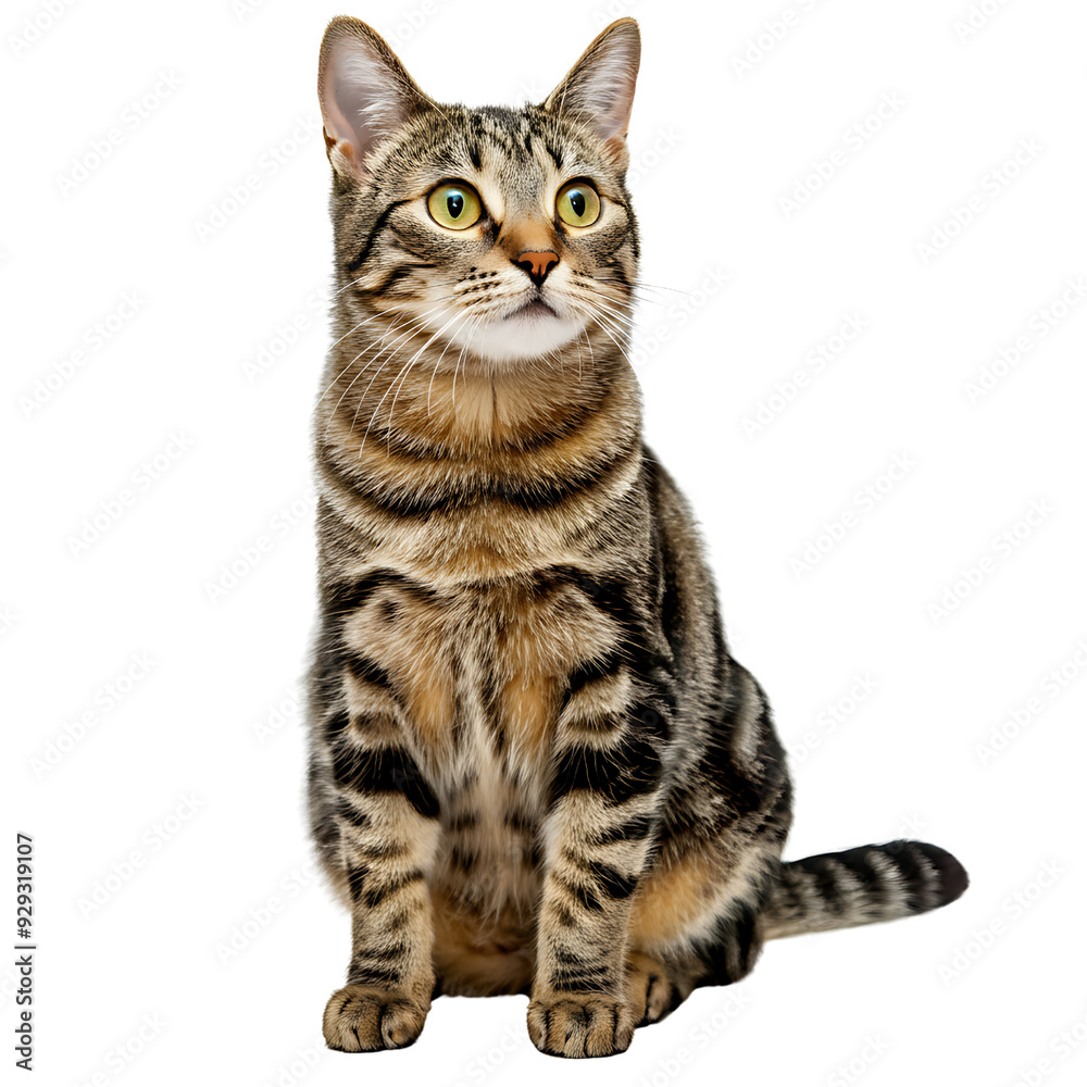 Fototapeta premium Potrait of Sitting cat looking aside. png isolated background. transparent background