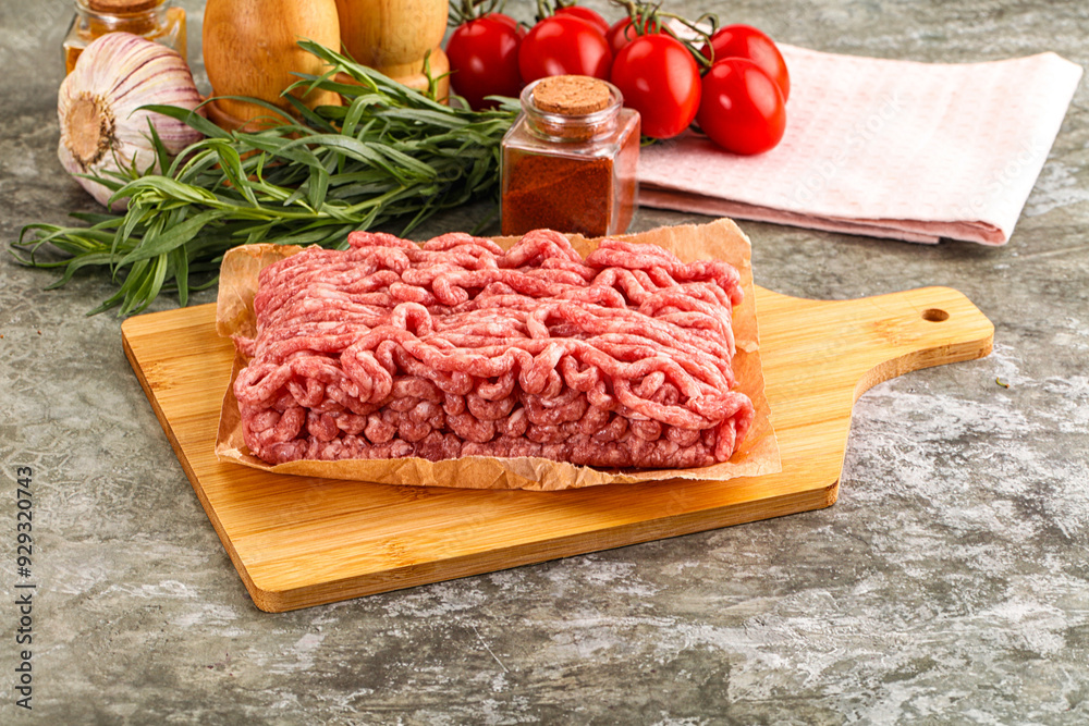Raw uncooked red minced meat Raw uncooked red minced meat