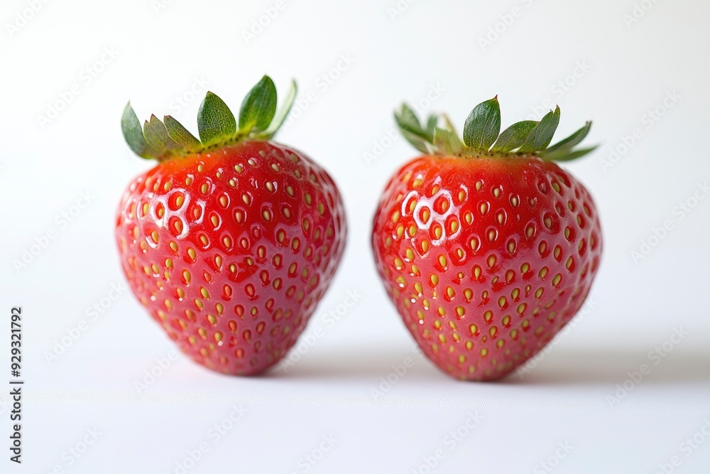 Two whole strawberries isolated on white background with generative ai Two whole strawberries isolated on white background with generative ai