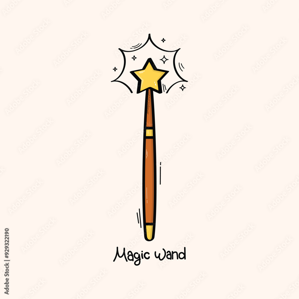 Fototapeta premium Hand Drawn Magic Wand Vector Design.