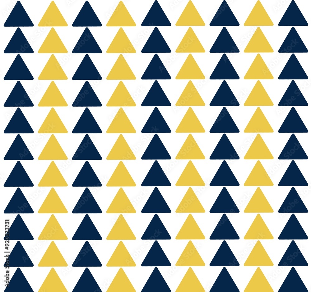 Seamless Geometric Triangle Pattern with Yellow and Dark Blue Colors on White Background. Illustration Seamless Geometric Triangle Pattern with Yellow and Dark Blue Colors on White Background. Illustration