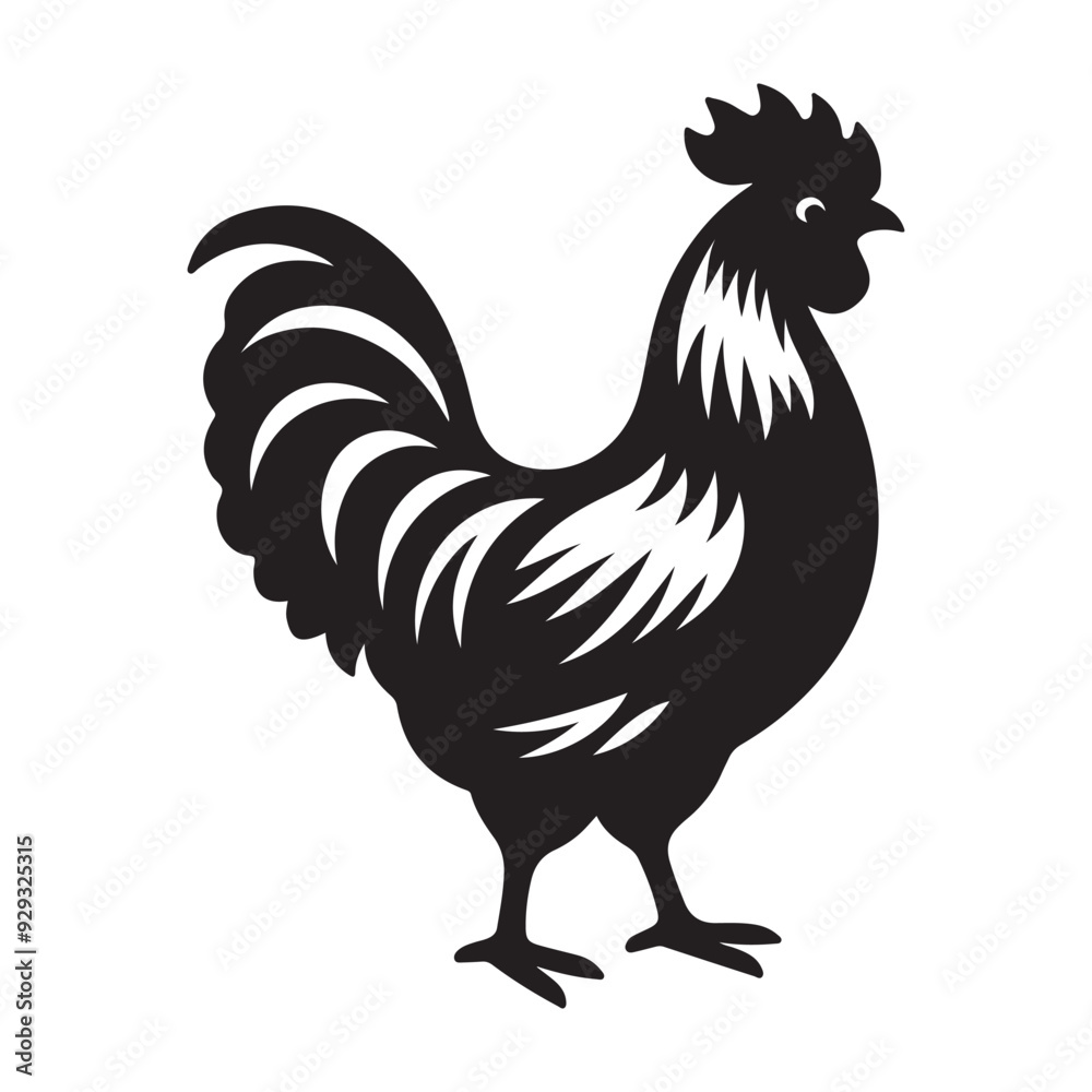 Chicken hen silhouette isolated on white background, Flat vector Farm Animal illustration Chicken hen silhouette isolated on white background, Flat vector Farm Animal illustration