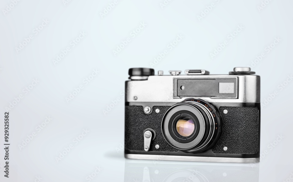 Old retro analog camera on background Old retro analog camera on background