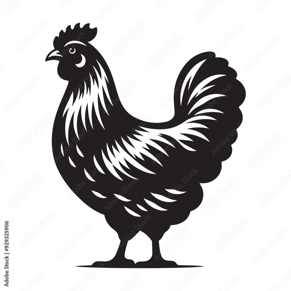 Chicken hen silhouette isolated on white background, Flat vector Farm Animal illustration Chicken hen silhouette isolated on white background, Flat vector Farm Animal illustration