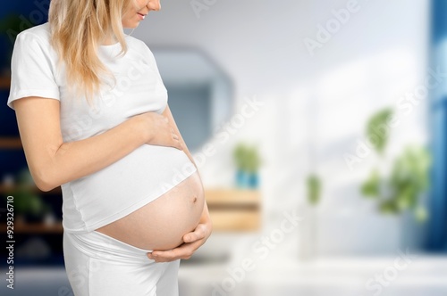Young happy pregnant woman posing at home Free Download Young happy pregnant woman posing at home - GFXLoad