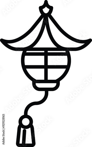 isolate chinese lantern flat icon