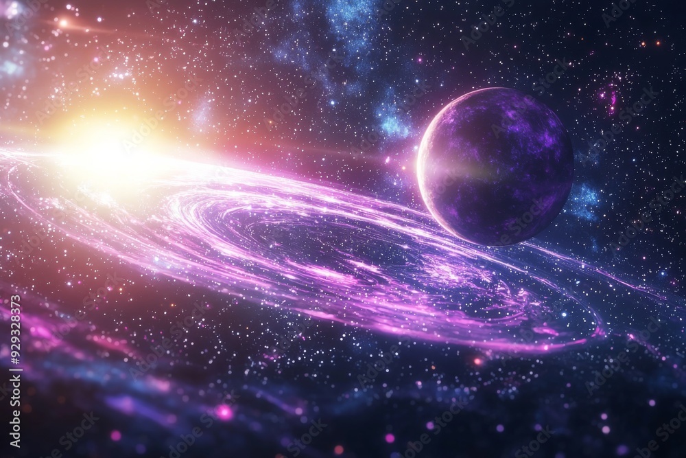 Obraz premium Space cosmic illustration with planets scene created with Generative AI