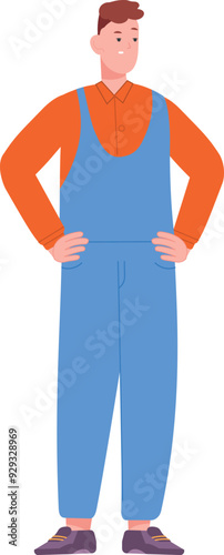 Young workman character. Color repairman. Technician icon