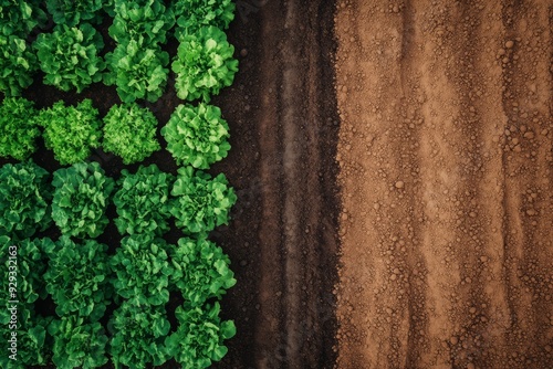 An aerial view shows a vibrant green crop field next to freshly plowed brown soil, illustrating key agricultural practices and essential land management strategies for sustainable farming