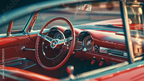 Close up view of  classic American muscle car.
 photo