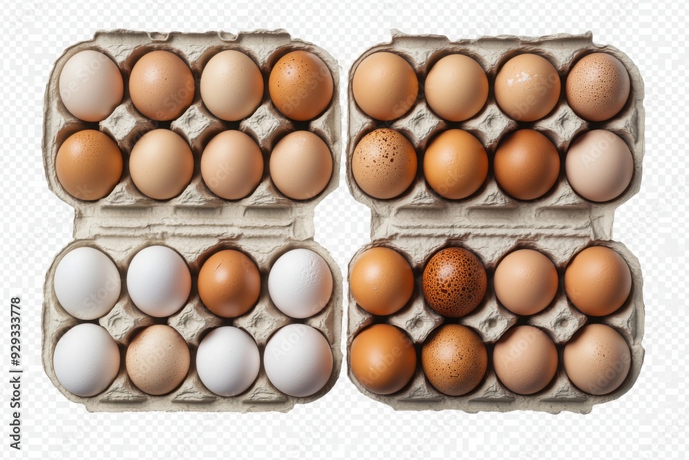 Assorted brown and white eggs in carton packs Assorted brown and white eggs in carton packs