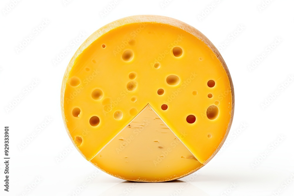 Wheel of gouda cheese isolated on white background Wheel of gouda cheese isolated on white background