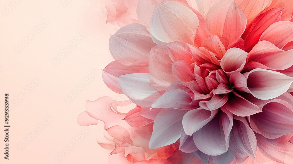 A close-up pink flower on a light pink backdrop with a blurred big flower A close-up pink flower on a light pink backdrop with a blurred big flower