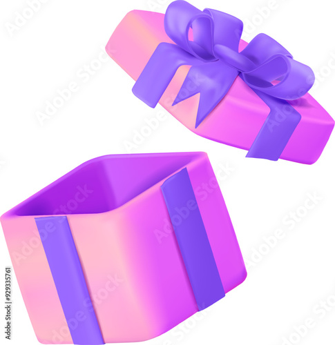 Gift box 3d render icon. Holiday present