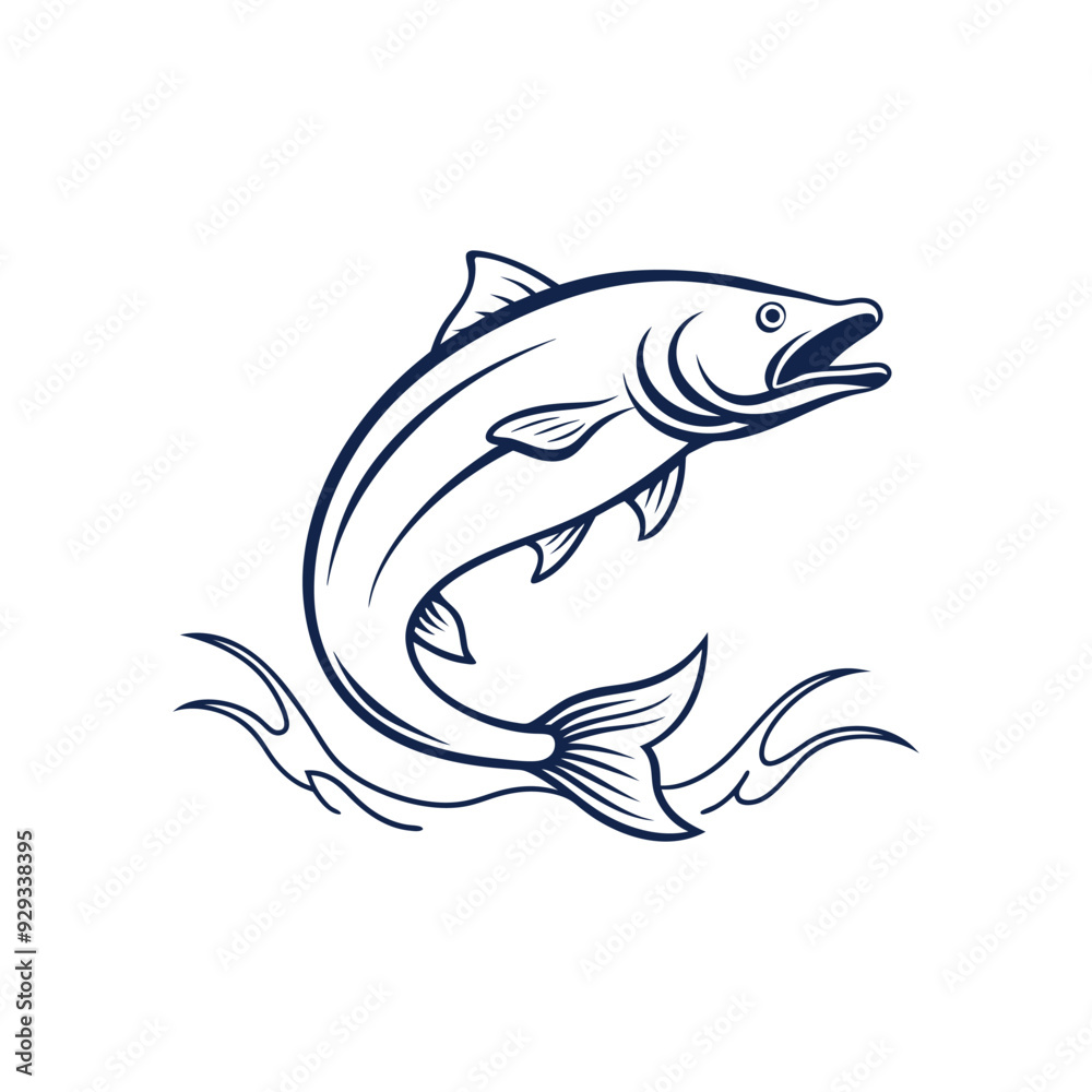 Obraz premium Fish Line art vector Illustration
