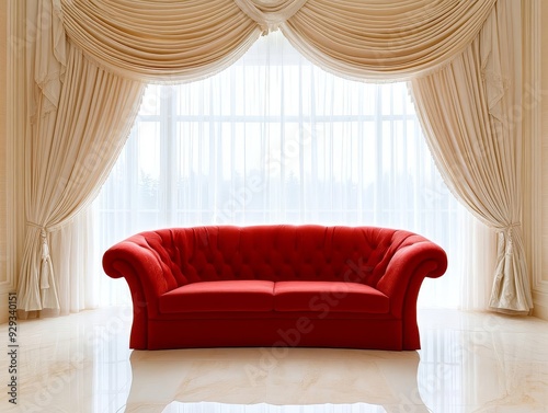 Heavy drapes in a Victorianstyle parlor, symbolizing classic elegance and sophistication photo