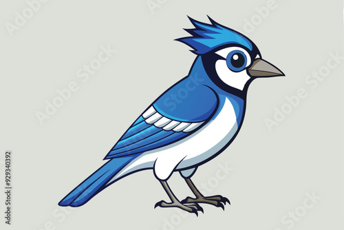 Blue Jay silhouette vector art illustration.