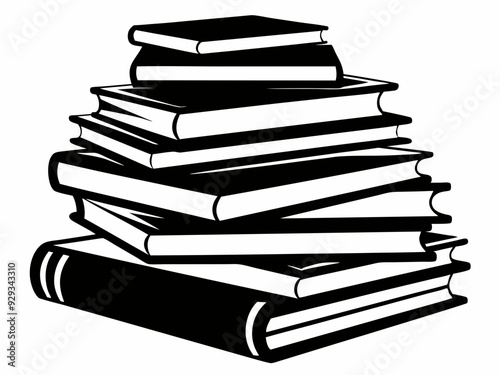 stacked books black vector silhouette,Stack of books icon