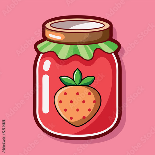 Delicious Strawberry Jam Vector Illustration