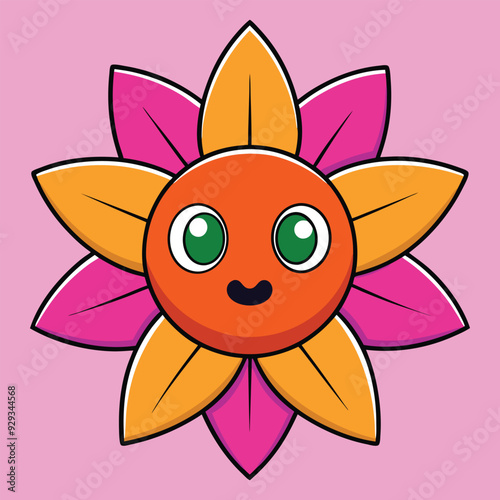 Hand drawn sunflower cartoon illustration