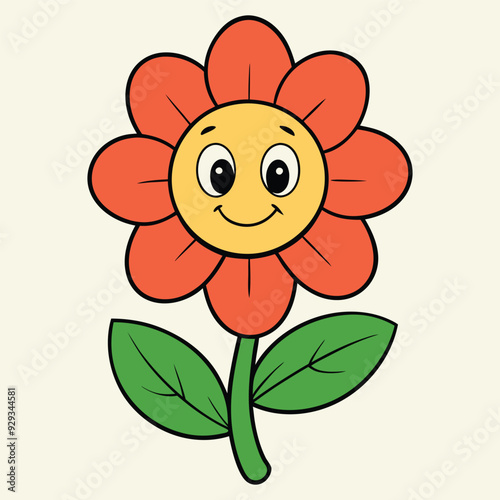 Hand drawn sunflower cartoon illustration