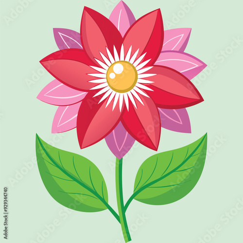 Summer season simple Flower with two green leaf 