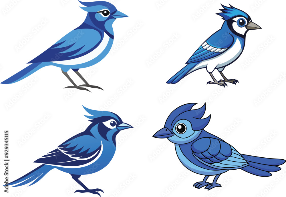 Fototapeta premium Blue Jay silhouette vector art illustration.