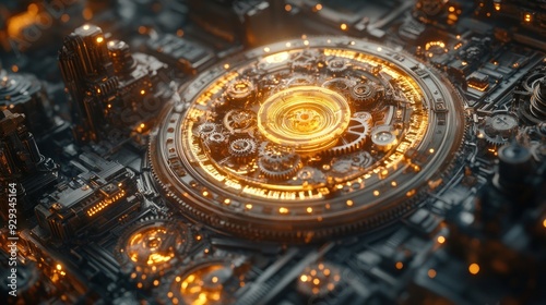 Wallpaper Mural Abstract  Glowing Mechanical Gears Torontodigital.ca